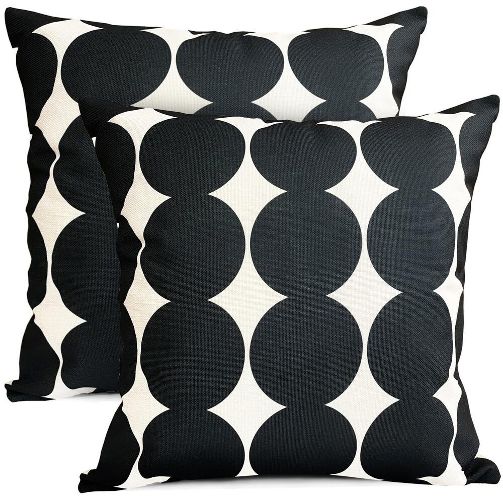 8969 Decorative Throw Pillow Covers Set of 2 Black Fashion Polka dot Pillow